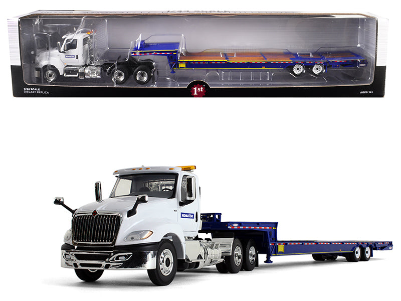 International LT Day Cab White Diecast Model Tractor Trailer