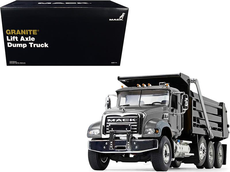Brand new 1/34 scale diecast model of Mack Granite MP Dump Truck Stormy Gray Metallic and Black die cast model by First Gear.
Brand new box