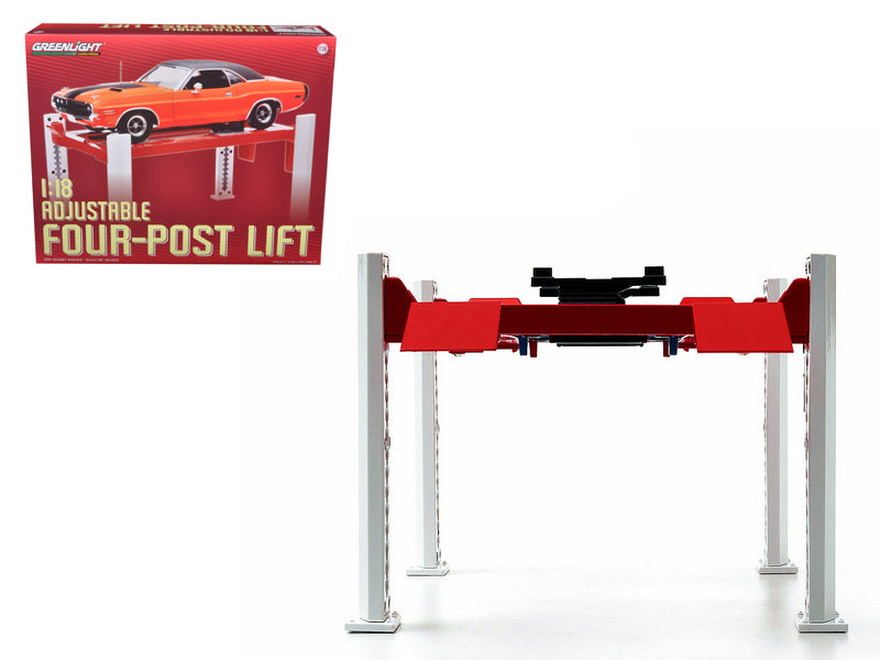 Four Post Red Diecast Model Automotive Lift