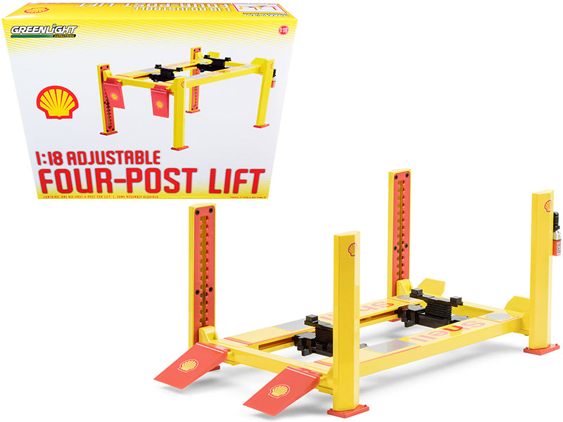 Adjustable Four Post Lift Diecast Model Automotive Lift Shell Oil