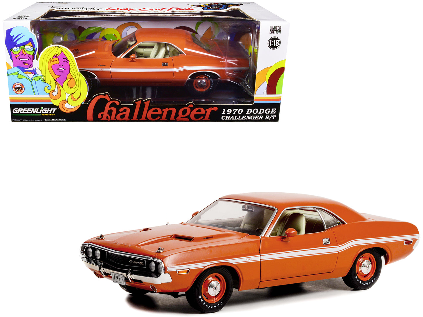 1970 Dodge Challenger R Orange Diecast Model Car