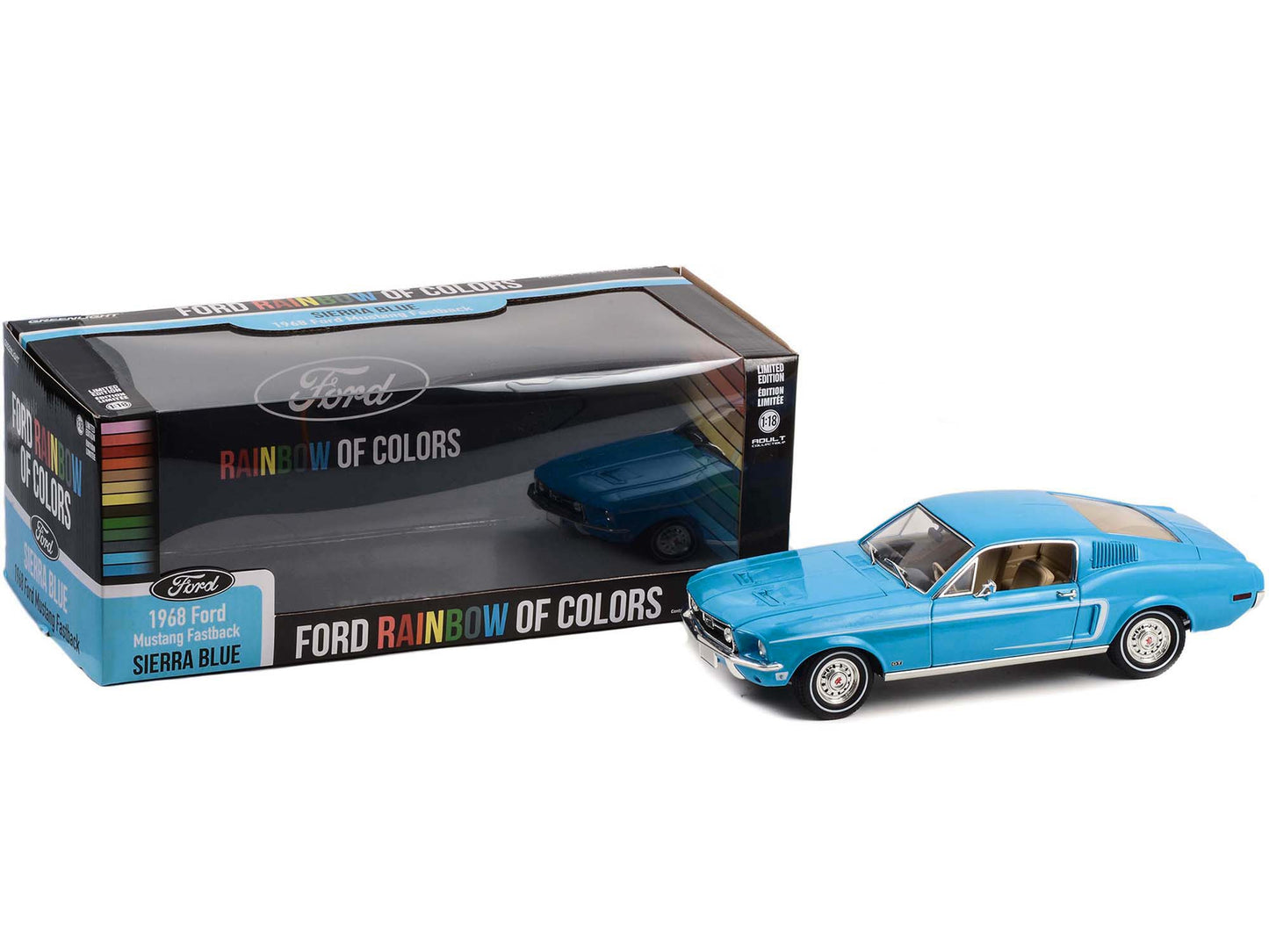 1968 Ford Mustang Fastback Blue Diecast Model Car