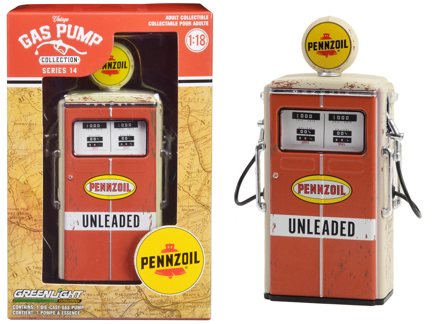 1954 Tokheim 350 Twin Orange Diecast Model Gas Pump