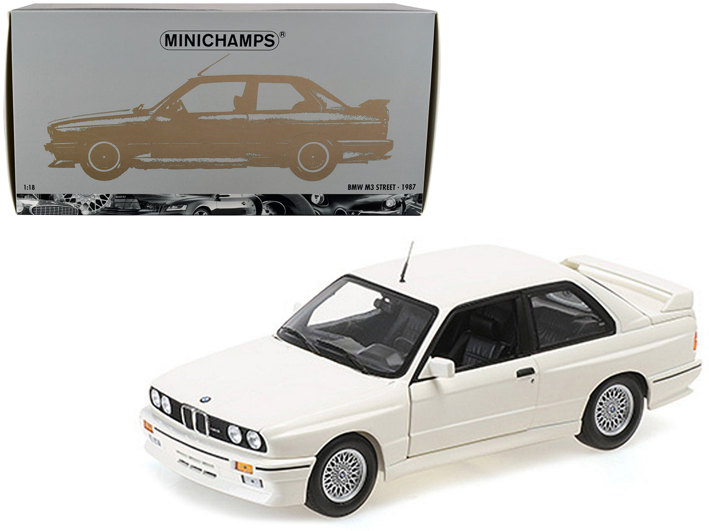 1987 BMW M3 Street White Diecast Model Car