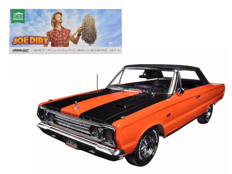 Brand new 1:18 scale diecast model car of 1967 Plymouth Belvedere GTX Convertible Orange Joe Dirt Movie 2001 die cast model car by Greenligh