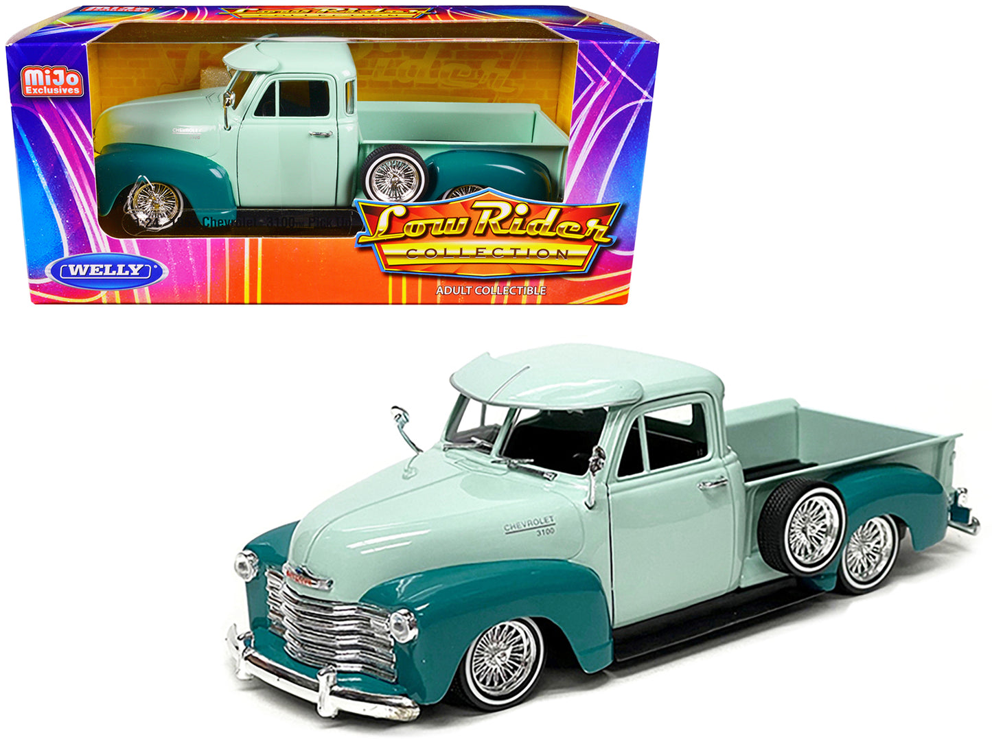 1953 Chevrolet 3100 Green Diecast Model Pickup Truck Lowriders