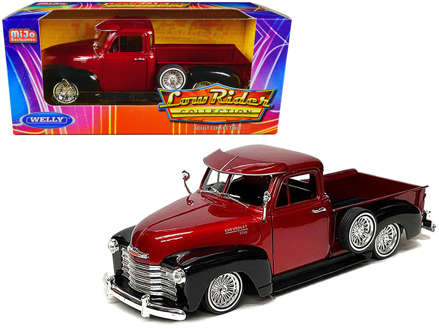 1953 Chevrolet 3100 Red Diecast Model Pickup Truck Lowriders
