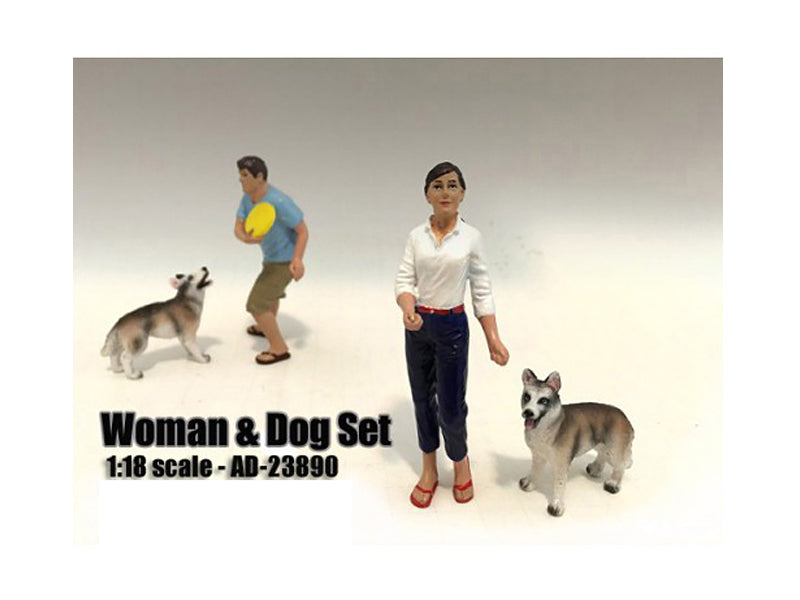 Figurine 2 Piece set of Model Woman & Dog