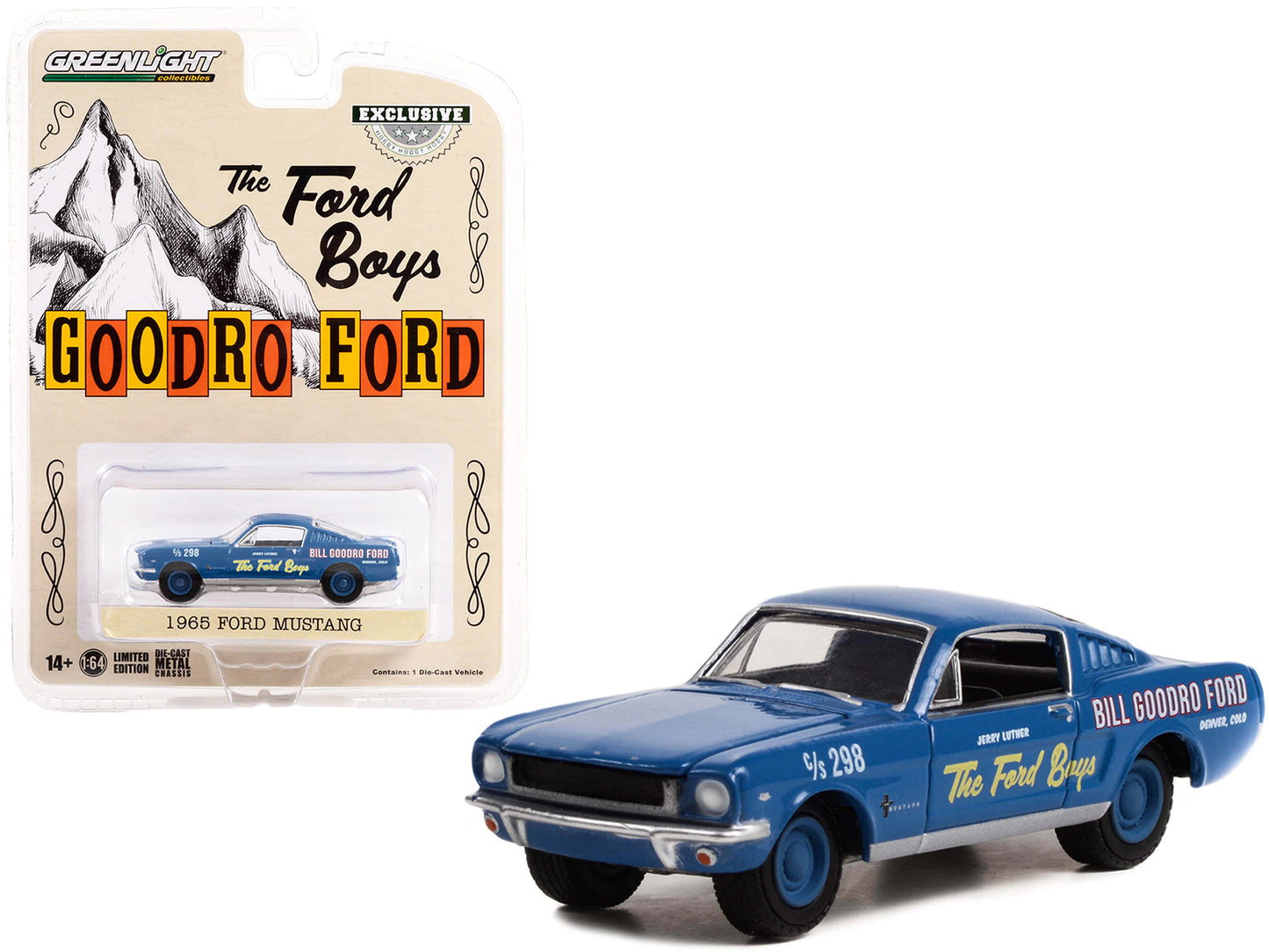 1965 Ford Mustang Fastback Blue Diecast Model Car