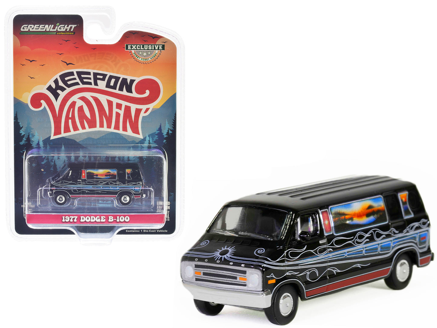 1977 Dodge B-100 Black Diecast Model Van