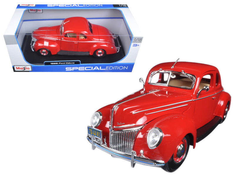 1939 Ford Deluxe Tudor Red Diecast Model Car