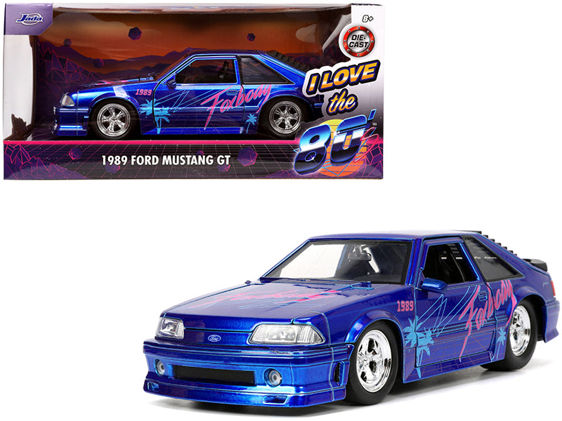 1989 Ford Mustang GT Blue Diecast Model Car