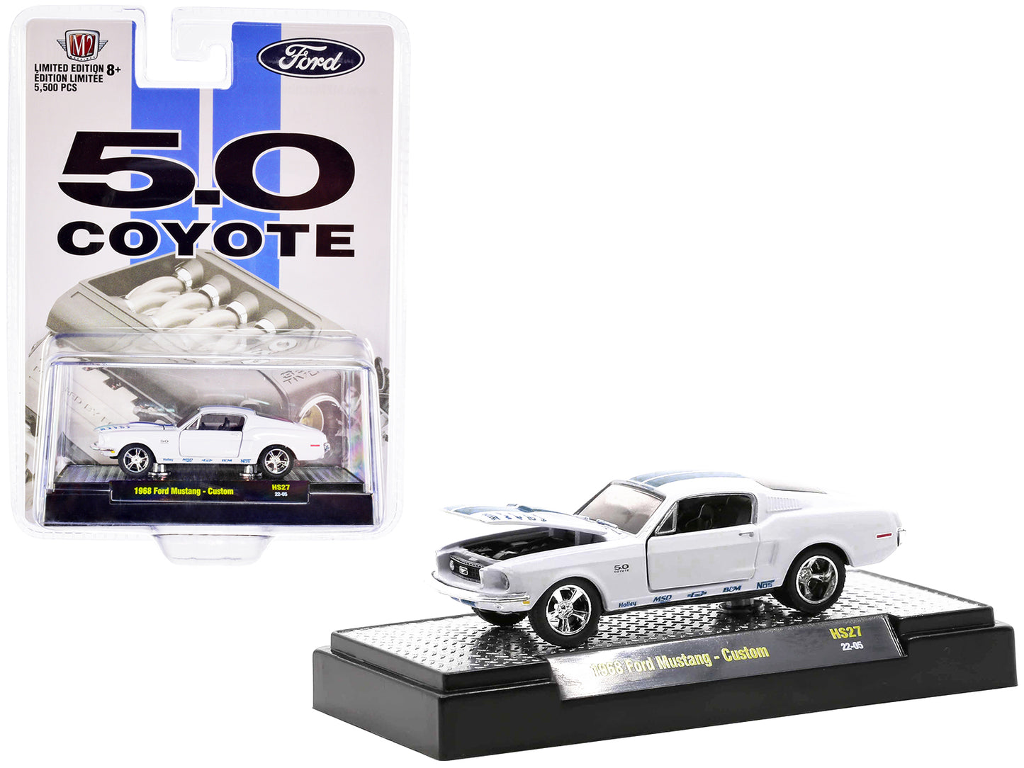 1968 Ford Mustang Custom White Diecast Model Car