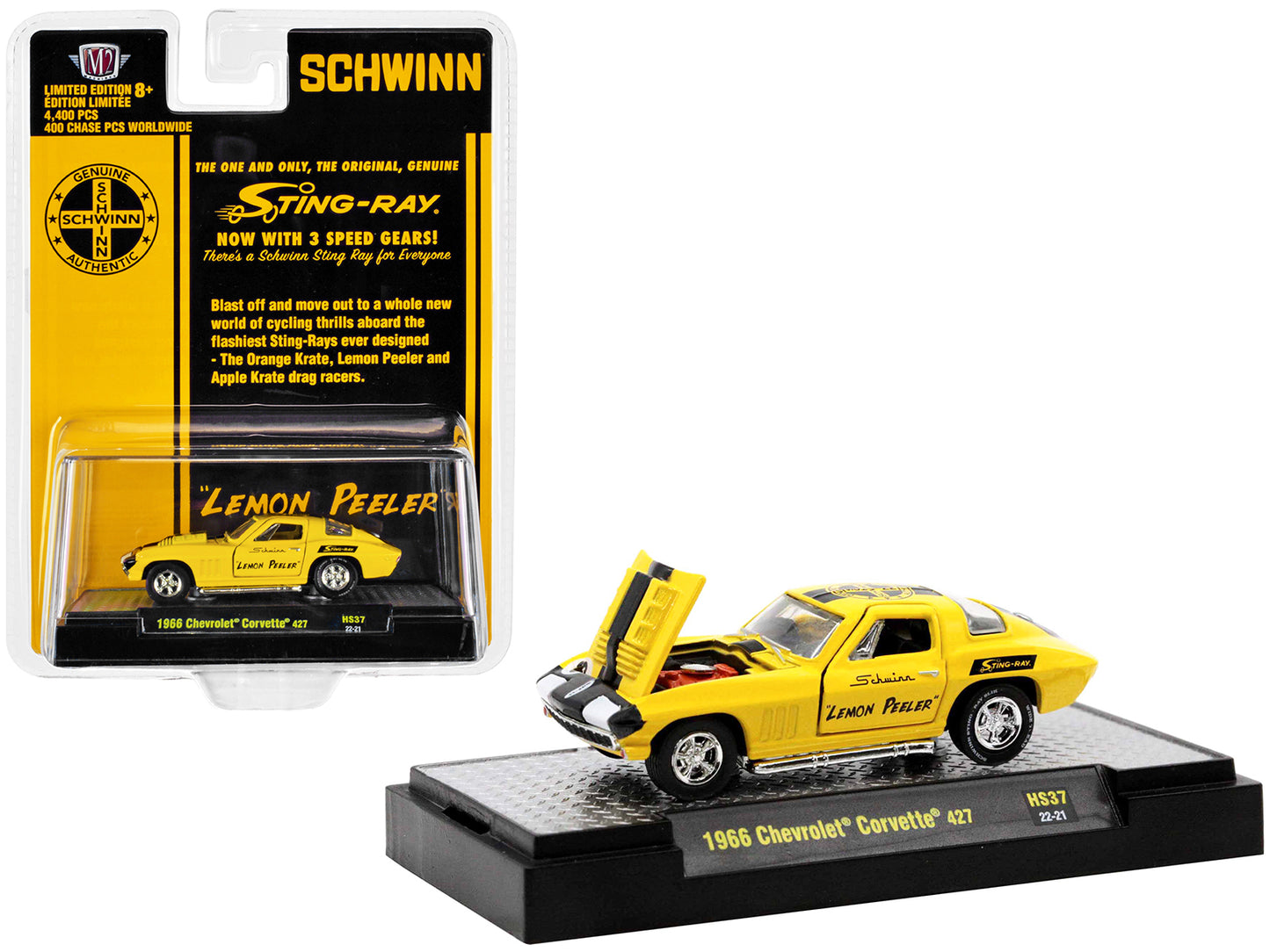 1966 Chevrolet Corvette 427 Yellow Diecast Model Race Car