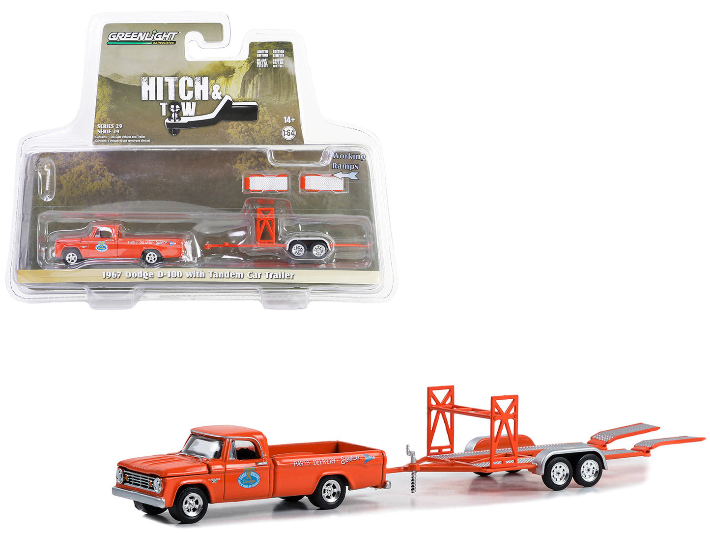 1967 Dodge D-100 Orange Diecast Model Pickup Truck