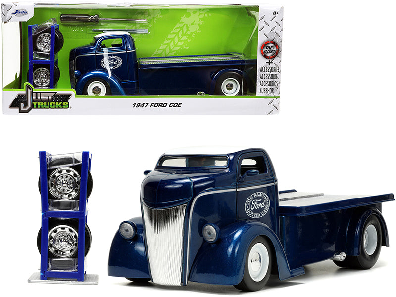 1947 Ford COE Flatbed Blue Diecast Model Flatbed Truck