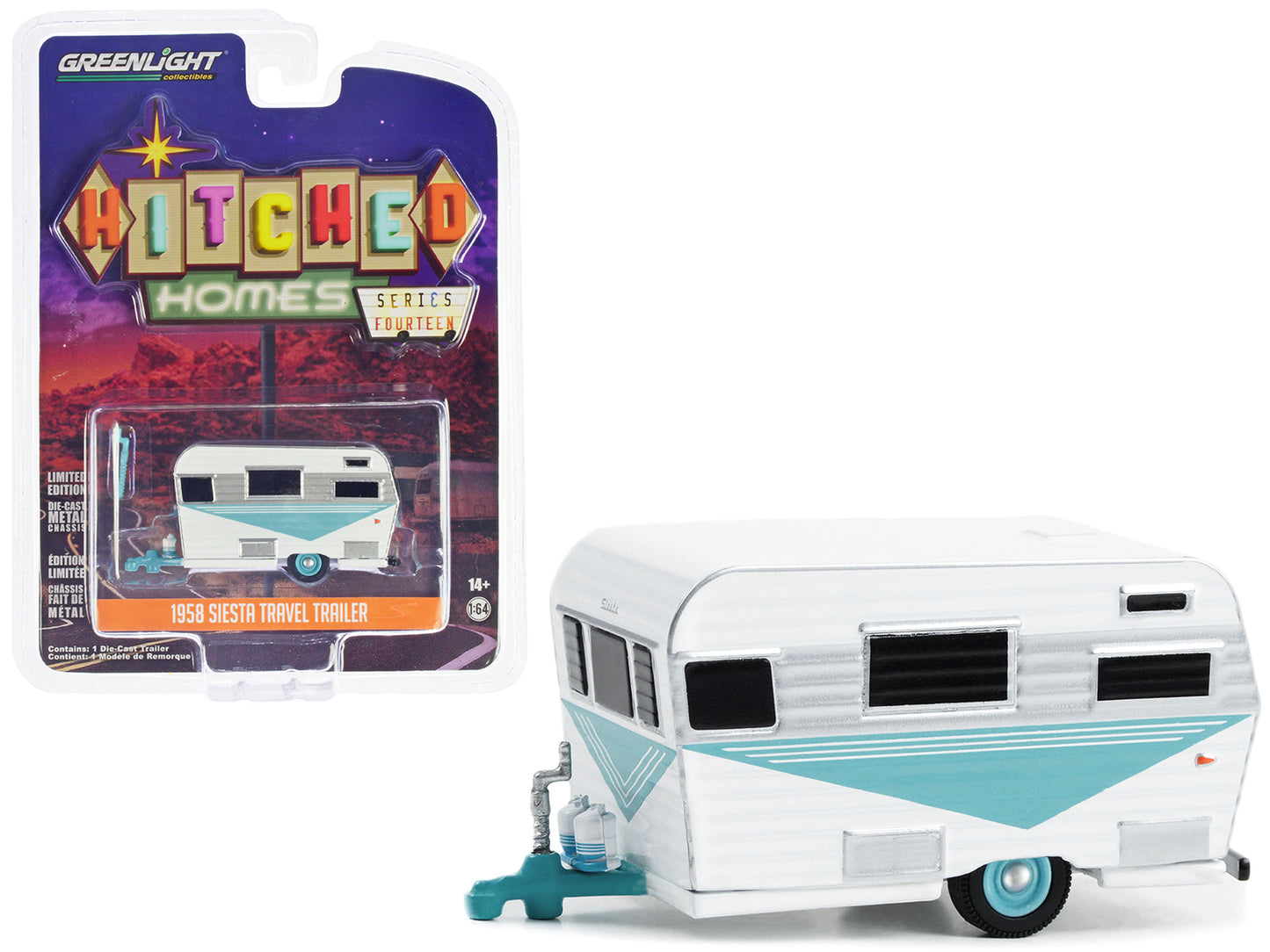 1958 Siesta Travel Trailer White Diecast Model Travel Trailer