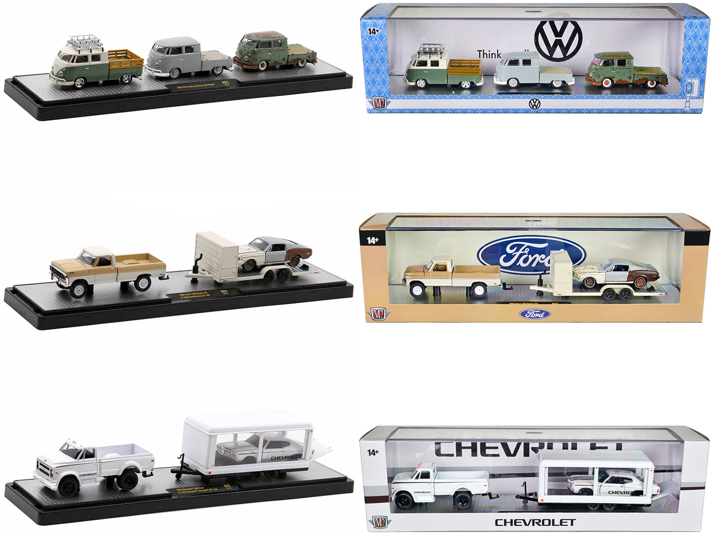 Auto Haulers 3 Piece set of Diecast Model Auto Transport/Car Hauler