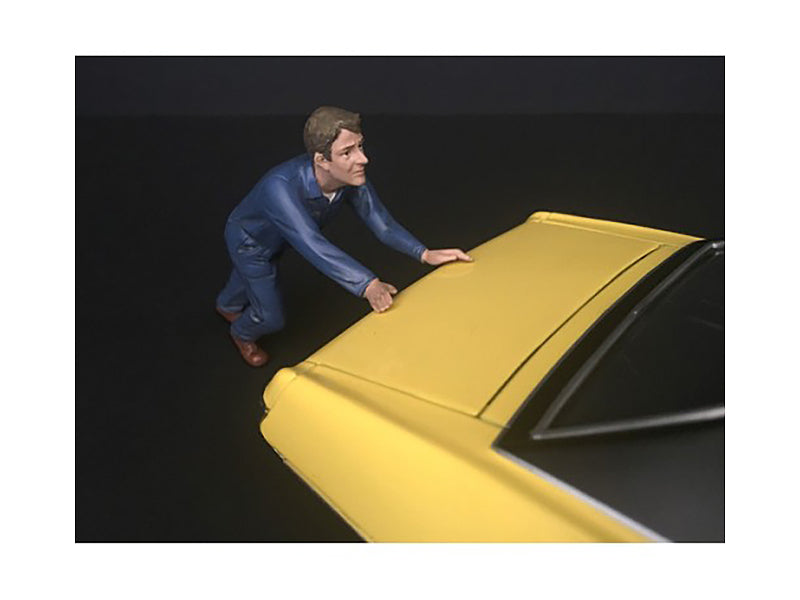 Darwin Pushing a Car Model Auto Mechanic Figure Automotive Repair