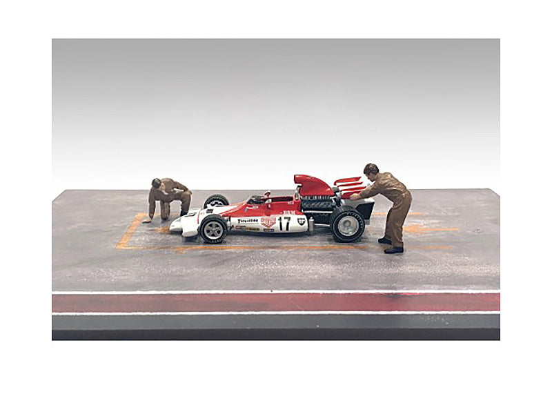2 Piece Figurine Set of Diecast Model Race Day Crew Figure