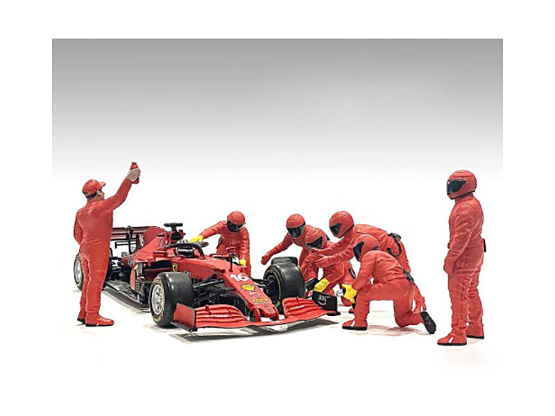 Race Day 7 Piece Set of Model F1 Pit Crew Figure