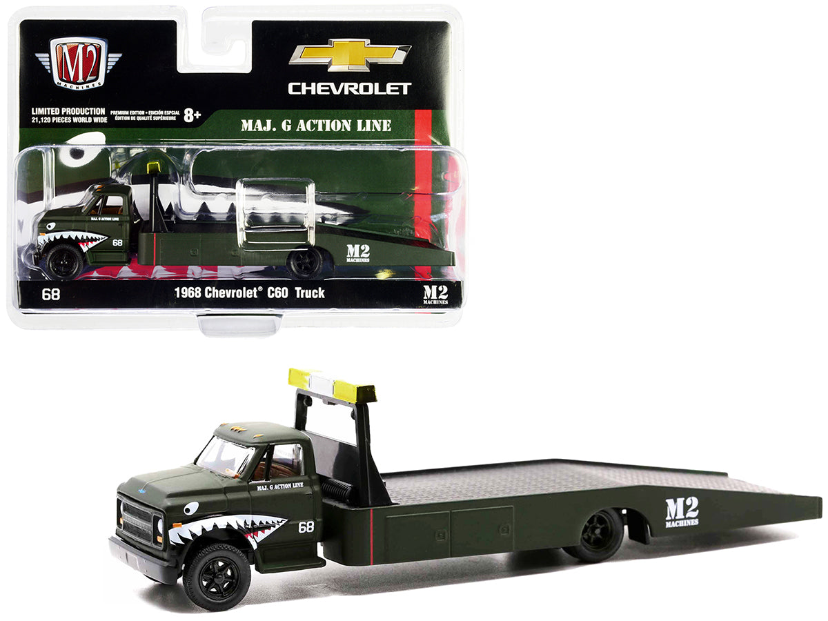 1968 Chevrolet C60 Flatbed Green Diecast Model Flatbed Truck