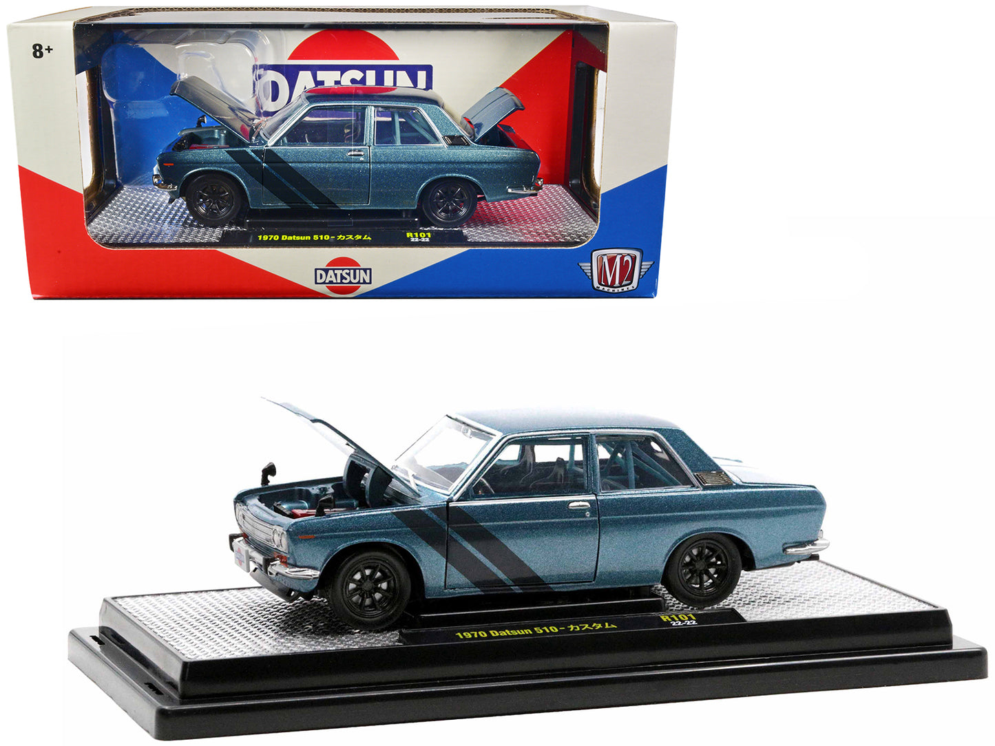 1970 Datsun 510 Blue Diecast Model Car