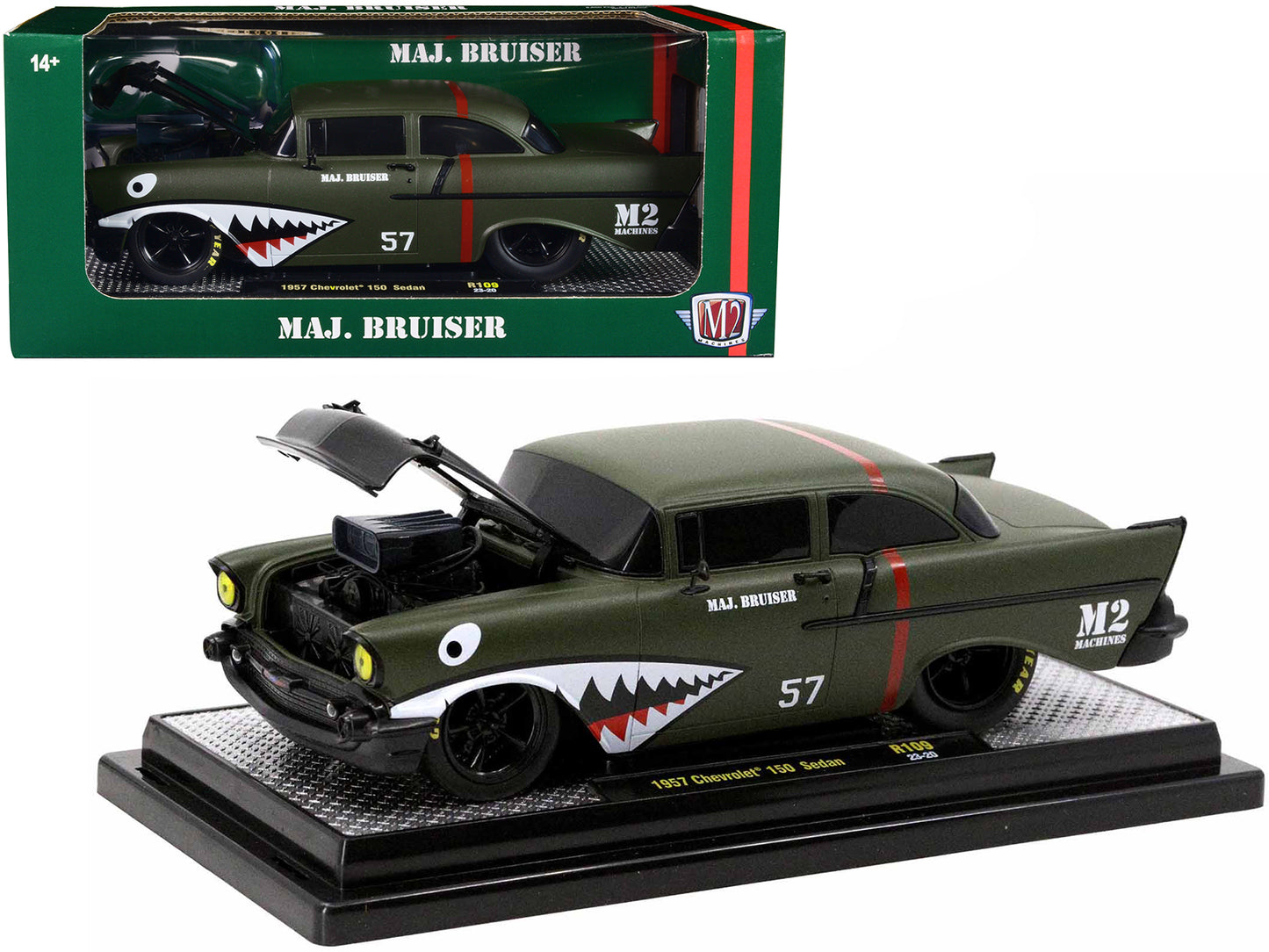 1957 Chevrolet 150 Sedan Green Diecast Model Race Car