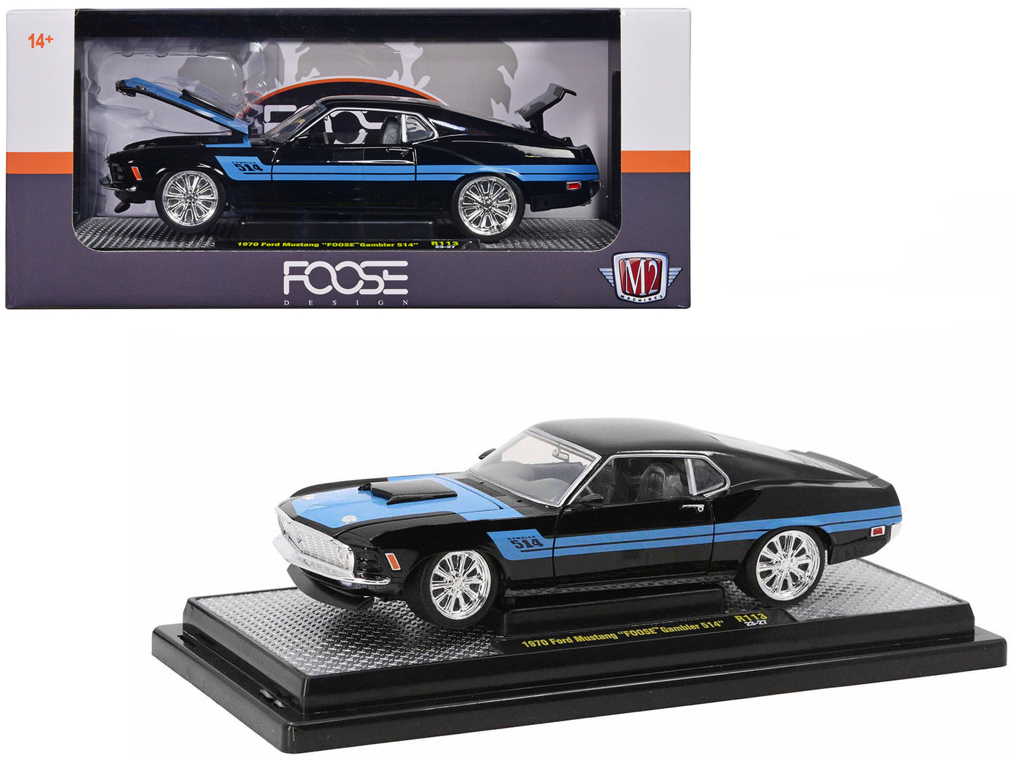 1970 Ford Mustang Gambler Black Diecast Model Car
