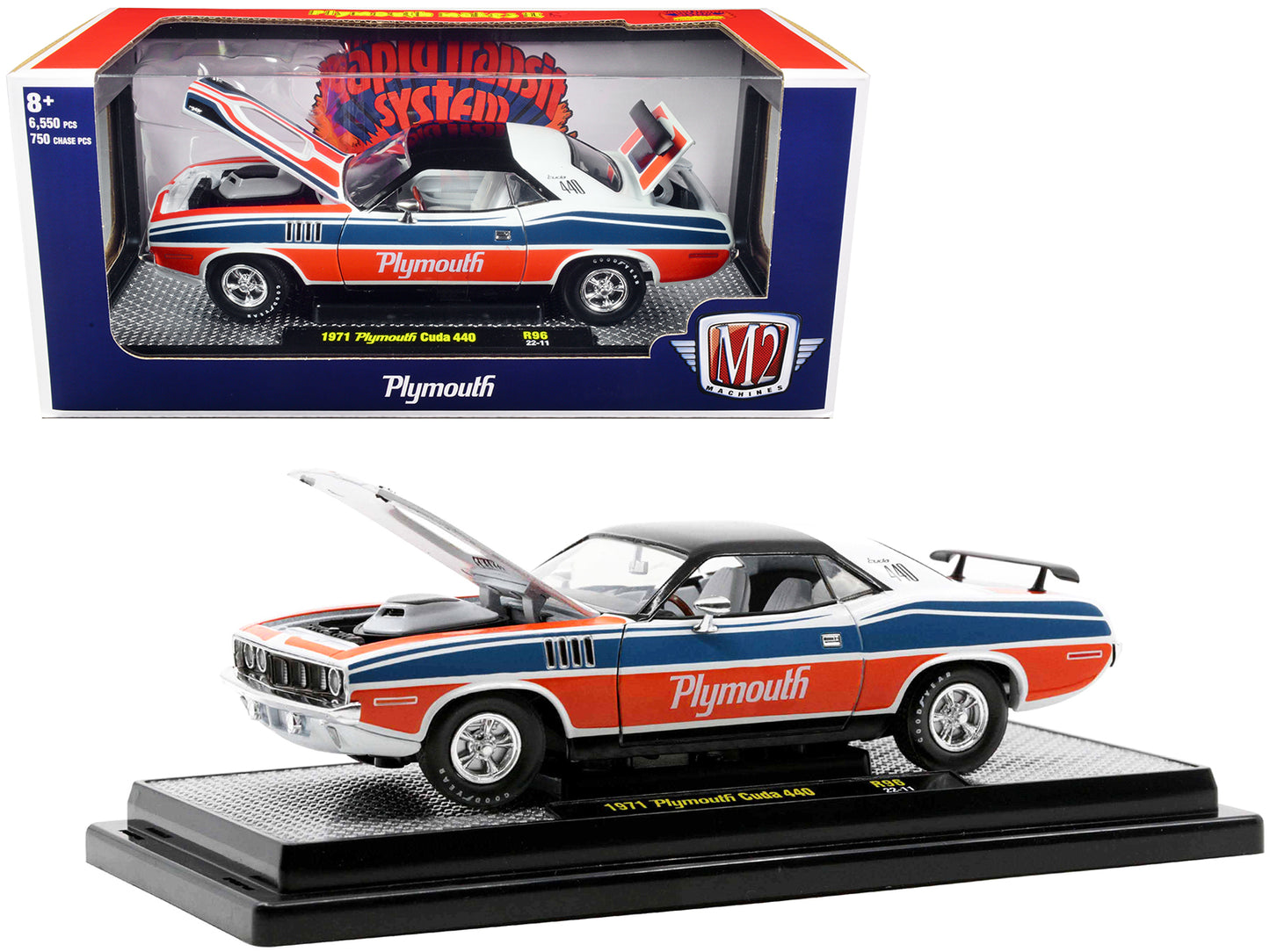 1971 Plymouth Barracuda 440 Blue Diecast Model Car