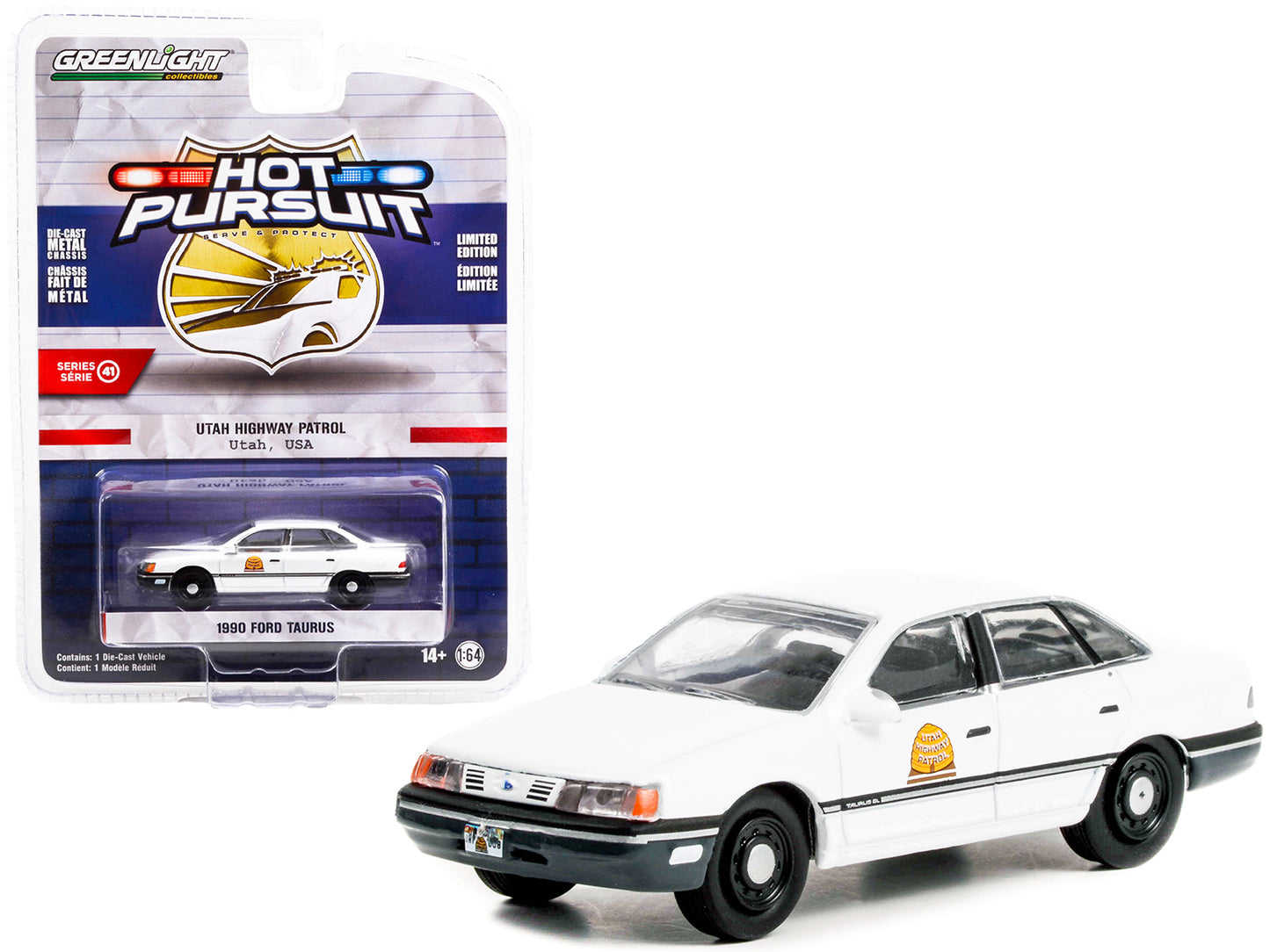 1990 Ford Taurus Police White Diecast Model Car
