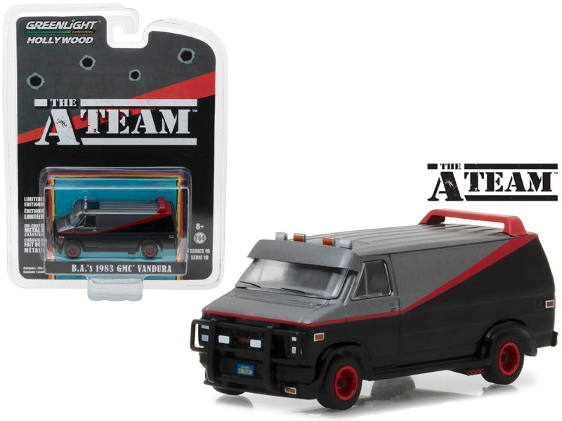 Brand new 1/64 scale diecast car model of 1983 GMC Vandura B.A.'s The A-Team 1983-1987 TV Series Hollywood Series 19 die cast model car by G