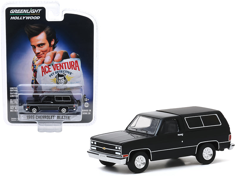 Brand new 1/64 scale diecast car model of 1989 Chevrolet Blazer Black Ace Ventura: Pet Detective 1994 Movie Hollywood Series Release 28 die