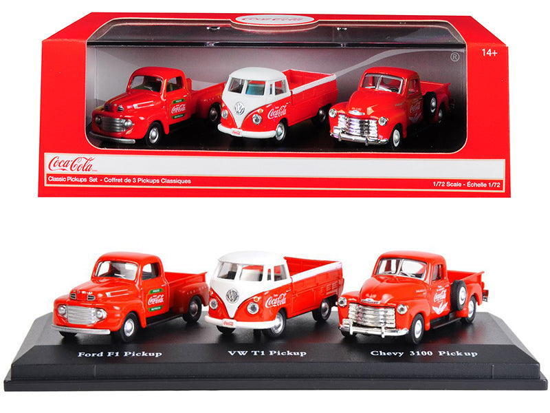 3 Piece Coca Cola Gift Set of Diecast Model Pickup Truck Coca-Cola