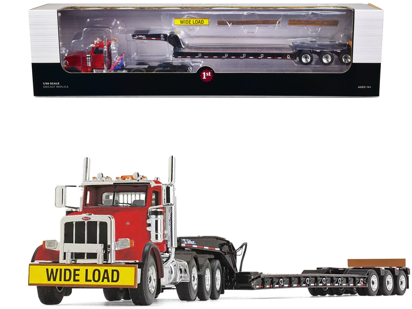 Peterbilt 367 Day Cab Red Diecast Model Tractor Trailer