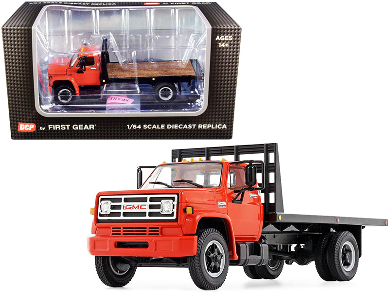 GMC 6500 Flatbed Orange Diecast Model Flatbed Truck