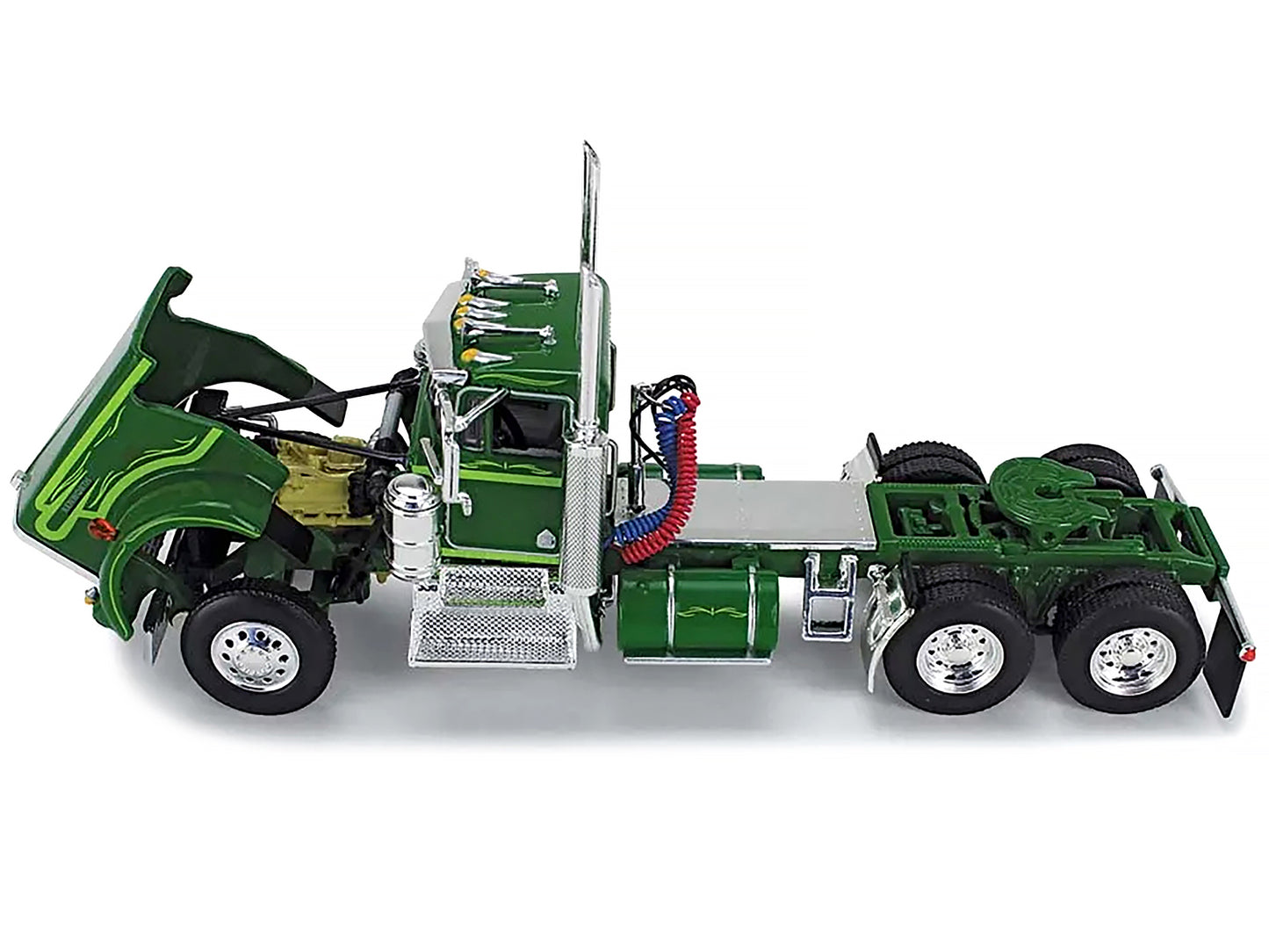 Kenworth W900A Day Cab Green Diecast Model Livestock Truck