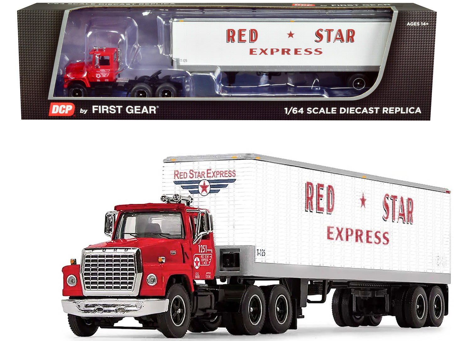 Ford LT-9000 Day Red Diecast Model Tractor Trailer
