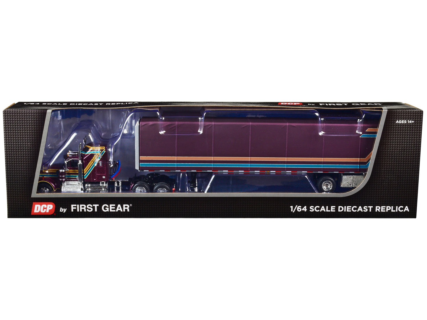 Kenworth W900A w 60 Purple Diecast Model Tractor Trailer
