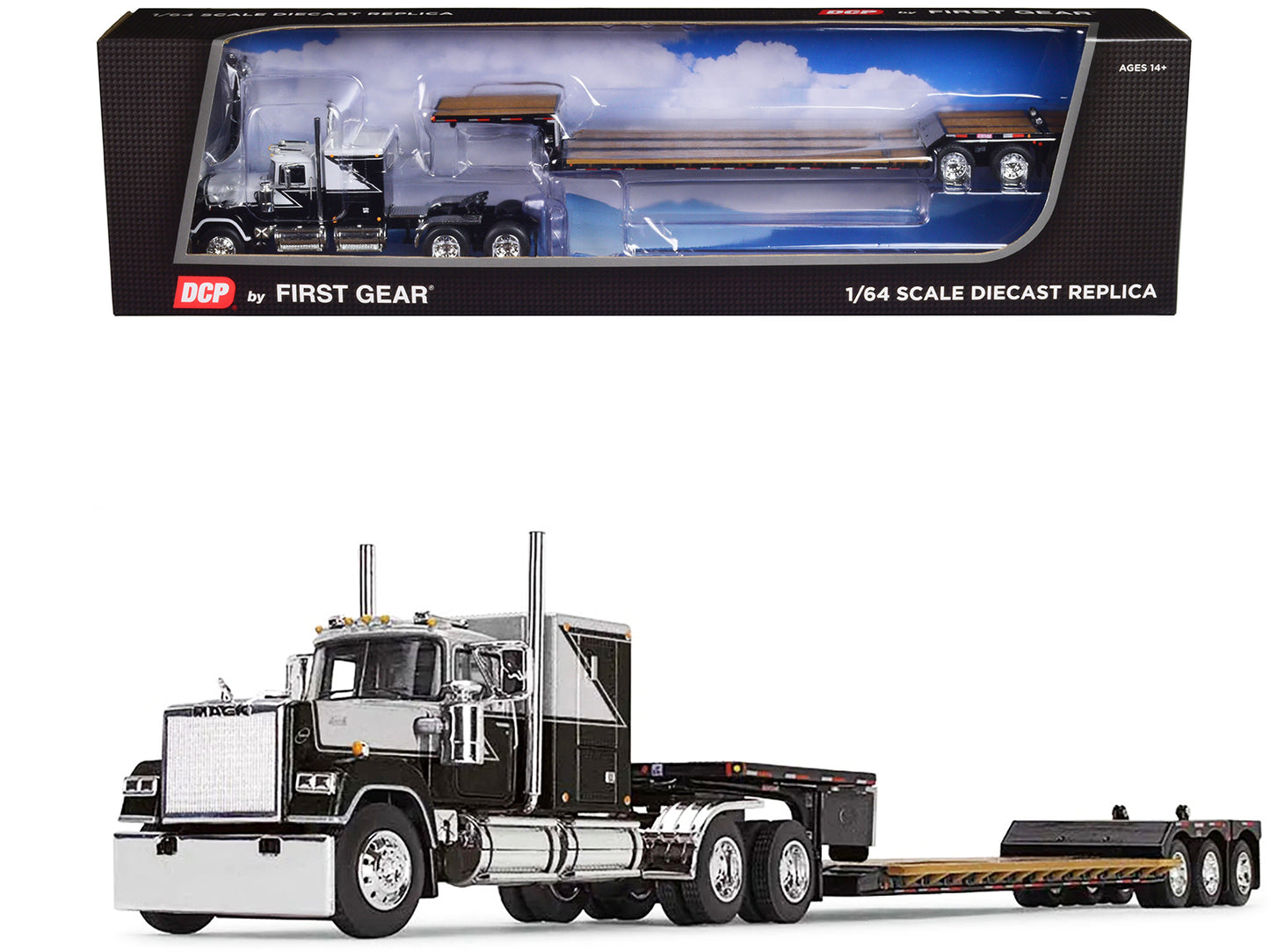Mack Super-Liner w Black Diecast Model Tractor Trailer