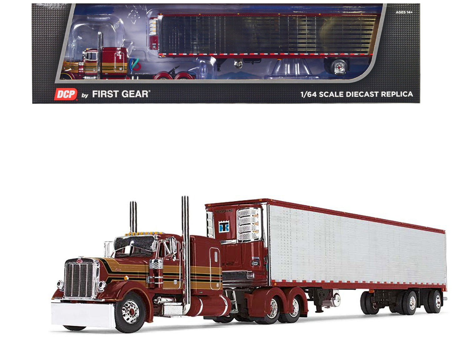 Peterbilt 379 w 63 Red Diecast Model Tractor Trailer