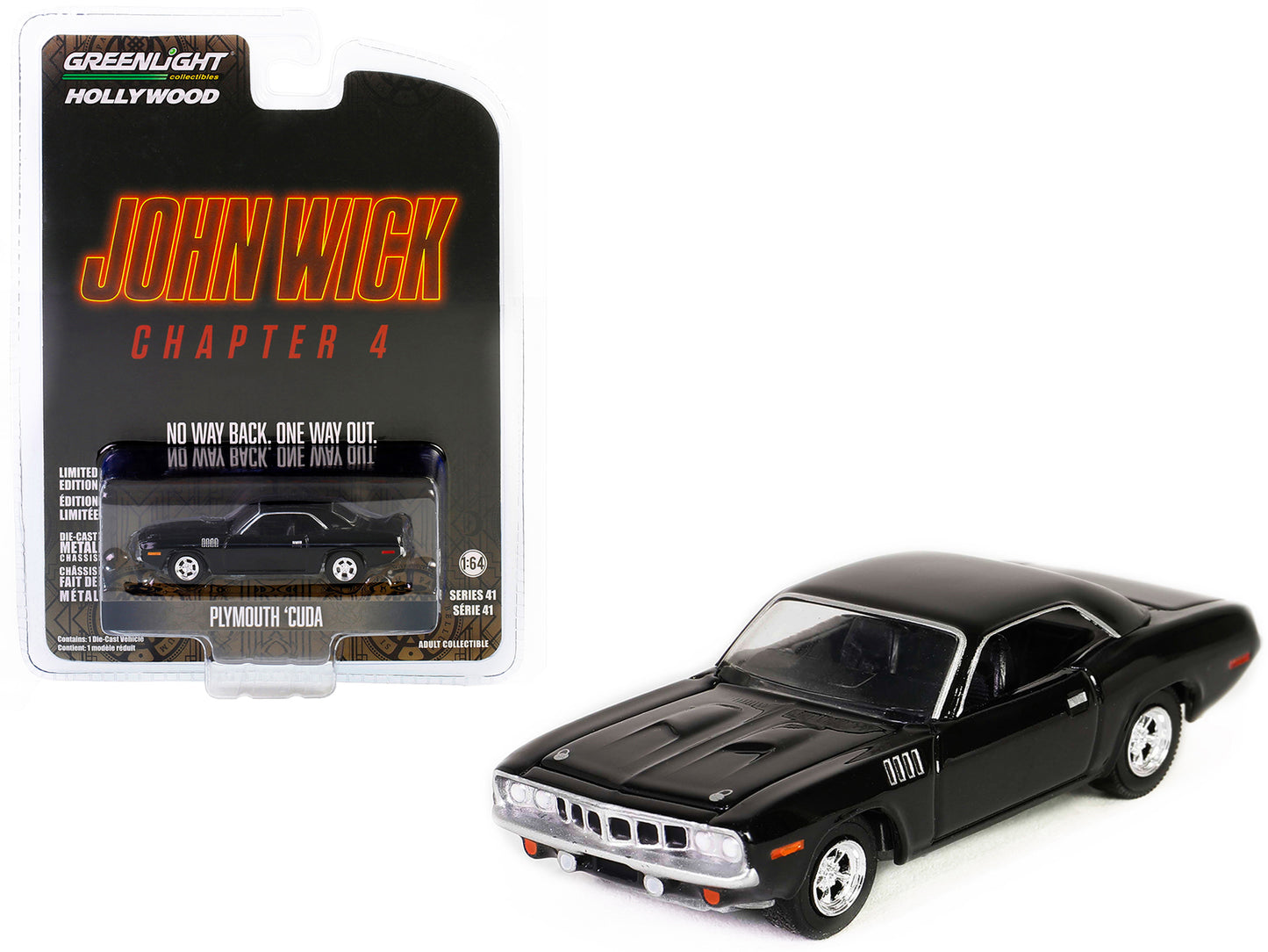 Plymouth Barracuda John Black Diecast Model Car John Wick