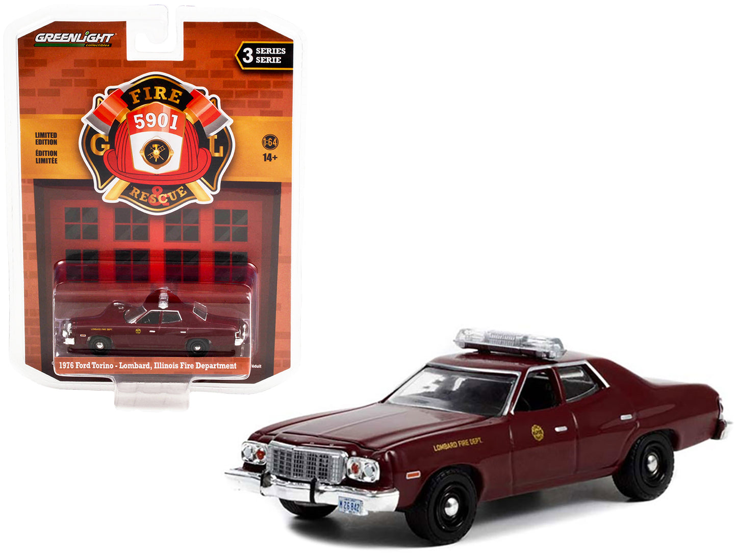 1976 Ford Torino Maroon Brown Diecast Model Car