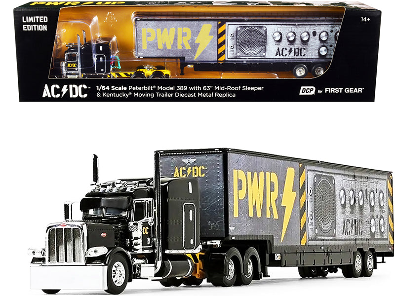 Peterbilt 389 63 Black Diecast Model Tractor Trailer