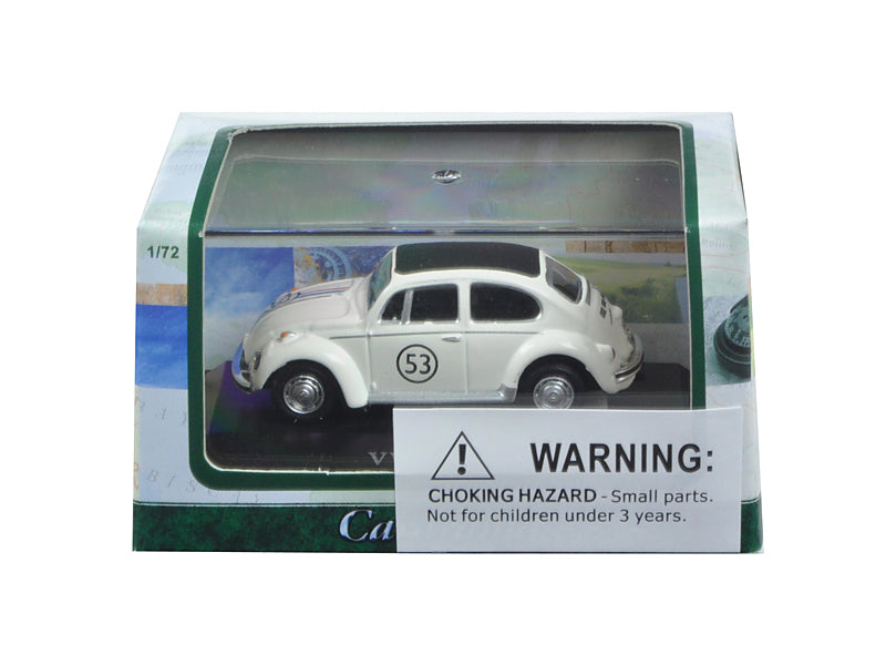 Brand new 1/72 scale car model of Volkswagen Beetle #53 White in Display Case die cast model car by Cararama.
Brand new