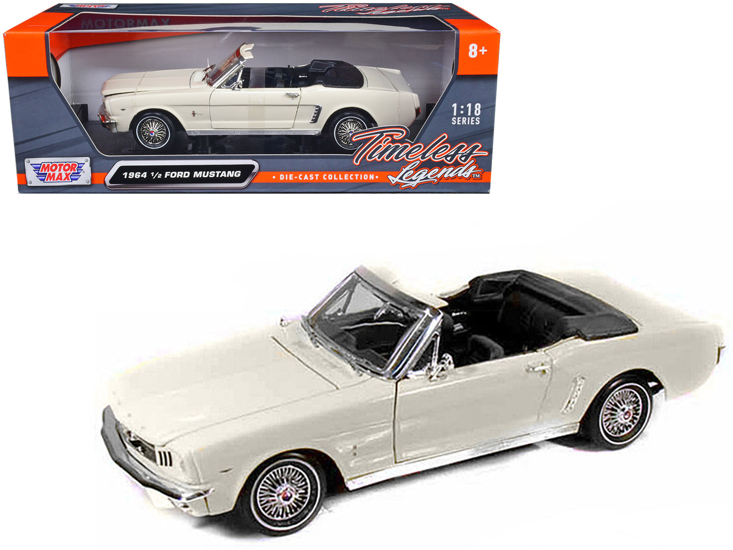 1964 1/2 Ford Mustang Cream Diecast Model Car