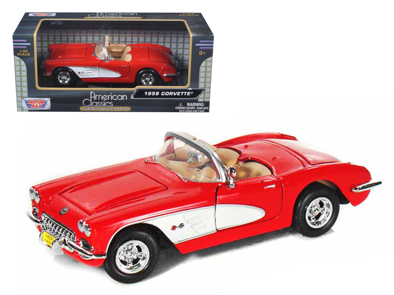 1959 Chevrolet Corvette Convertible Red Diecast Model Car
