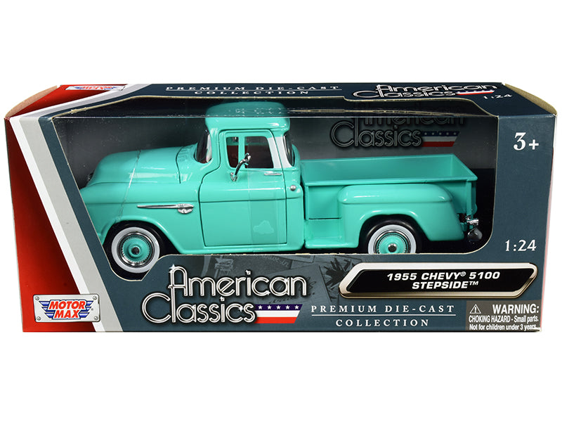 1955 Chevrolet 5100 Stepside Blue Diecast Model Pickup Truck