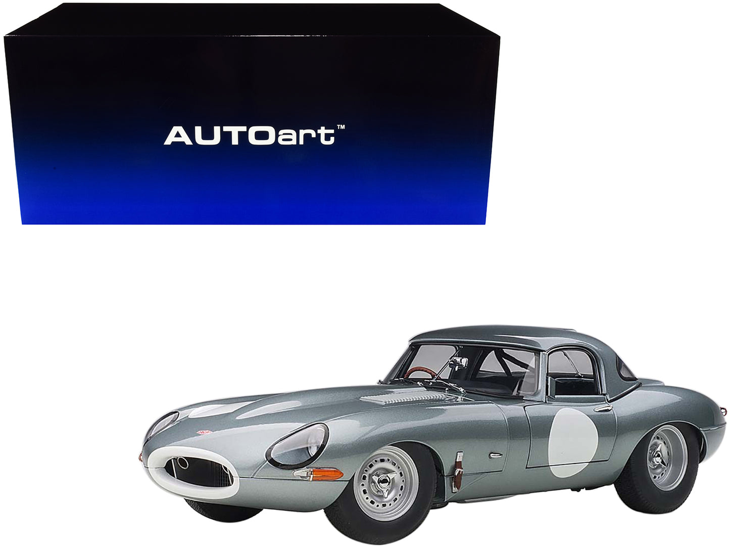Jaguar Lightweight E Type Silver Model Car