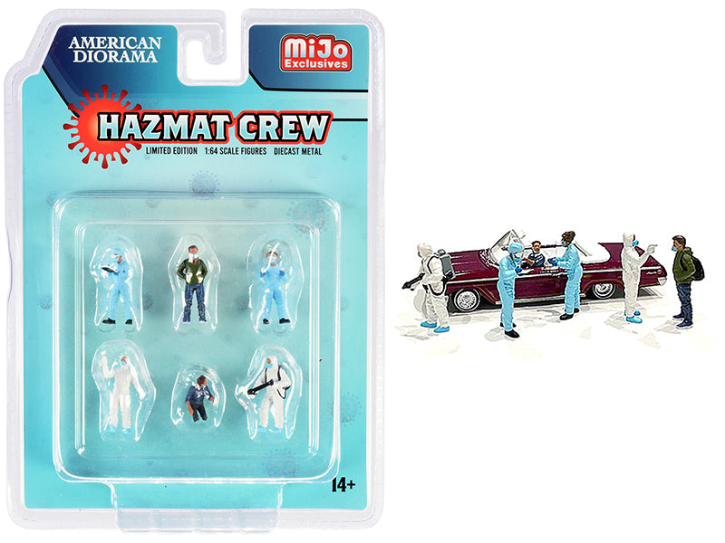 6 Piece Set of Diecast Model HAZMAT Crew Figure HAZMAT